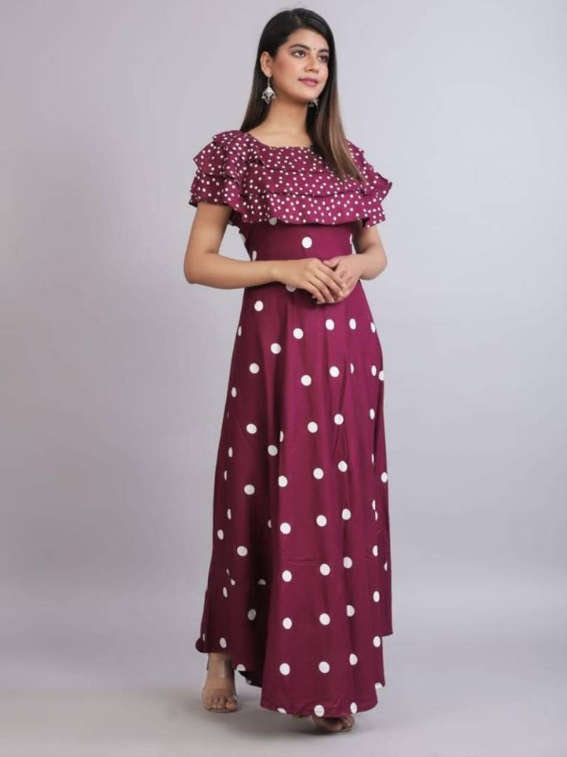 Stunning Magenta Rayon Printed Anarkali Kurta For Women